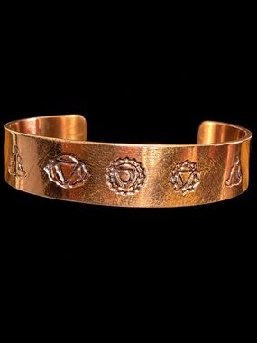 New Copper Cuff Bracelet – Chakra & Meditation Symbols – Navajo Made
